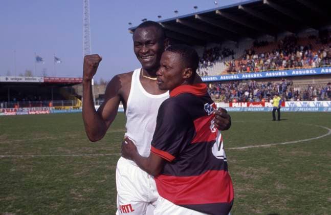 Roger Lukaku file pictures Brugge, BELGIUM, on April 02, 1995. Roger Lukaku (FC Seraing) after a match against RSC Anderlecht. Roger is the father of Belgian Red Devil Romelu Lukaku. ( Pictured by Didier Mossiat Photo News ). Brugge Belgium  Copyright: xDidierxMossiatx 10757499-001