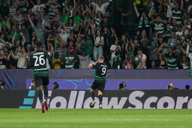 September 17, 2024, Lisbon, Portugal: Ousmane Diomande of Sporting CP (L) and Viktor Gyokeres of Sporting CP (C) in action during the UEFA Champions League phase first match between Sporting CP and Lillie OSC at Estadio Jose Alvalade. Final score: Sporting CP 2:0 Lille OSC Lisbon Portugal - ZUMAs197 20240917_aaa_s197_375 Copyright: xBrunoxdexCarvalhox