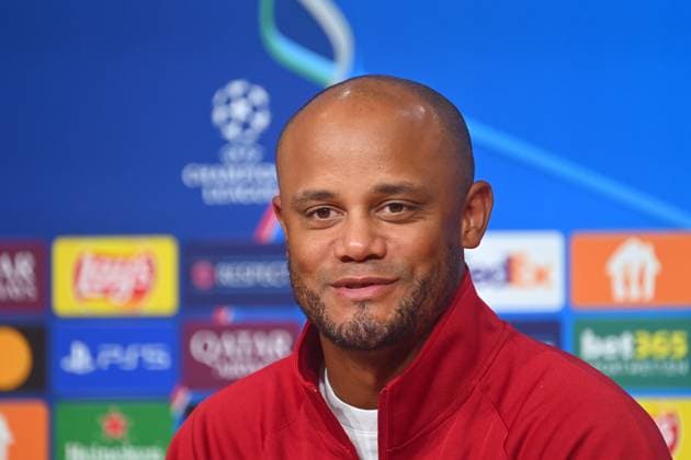 Trainer Vincent KOMPANY (Bayern Muenchen), Einzelbild,angeschnittenes Einzelmotiv,Portraet,Portrait,Porträt. Pressekonferenz, Fussball Champions League , FC Bayern Muenchen - GNK Dinamo Zagreb 9-2 am 17.09.2024, A L L I A N Z A R E N A.