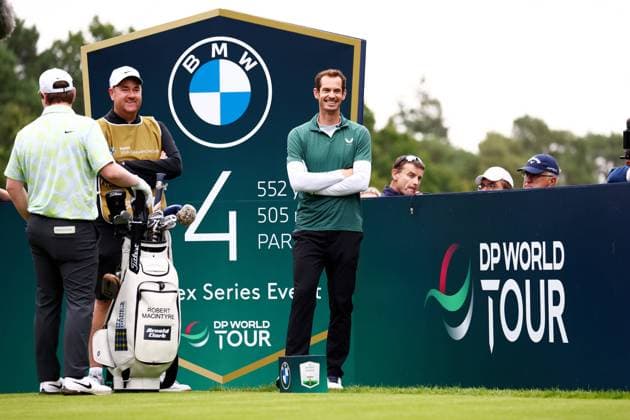 Robert Macintyre of Scotland and Former Tennis player Andy Murray. BMW PGA, Golf Herren Championship, Celebrity Pro-Am, Golf, Wentworth, Surrey, UK - 18 Sep 2024  Copyright: xJamesxMarsh Shutterstockx 14726391az