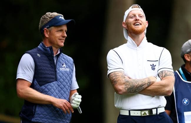 Luke Donald of England and Cricketer Ben Stokes. BMW PGA, Golf Herren Championship, Celebrity Pro-Am, Golf, Wentworth, Surrey, UK - 18 Sep 2024  Copyright: xJamesxMarsh Shutterstockx 14726391bg