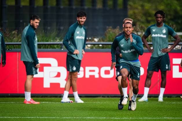 Champions League 2024-2025: training of Feyenoord Rotterdam - Igor Paixao of Feyenoord during the training of Feyenoord in preparation of the Champions League duel against Bayer 04 Leverkussen at Trainingscomplex 1908 on 18 September 2024 in Rotterdam, The Netherlands. Copyright: xYannickxVerhoevenx