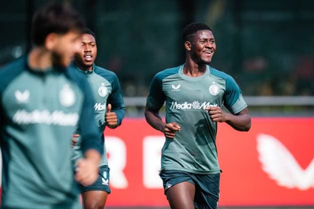 Champions League 2024-2025: training of Feyenoord Rotterdam - Ibrahim Osman of Feyenoord during the training of Feyenoord in preparation of the Champions League duel against Bayer 04 Leverkussen at Trainingscomplex 1908 on 18 September 2024 in Rotterdam, The Netherlands. Copyright: xYannickxVerhoevenx
