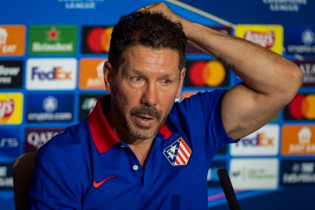 Champions League 2024 25 League Phase MD1: Atletico Madrid press conference, PK, Pressekonferenz Diego Pablo Simeone, head coach of Atletico de Madrid, seen speaking during the Atletico Madrid Press Conference ahead of their Champions League 2024 25 League Phase MD1 football match against RB Leipzig at Estadio Civitas Metropolitano on September 18, 2024 in Madrid, Spain. Madrid Estadio Civitas Metropolitano Madrid Spain Copyright: xAlbertoxGardinx AGardin_20240918_Football_Champions_Atletico_Madrid_PC_042