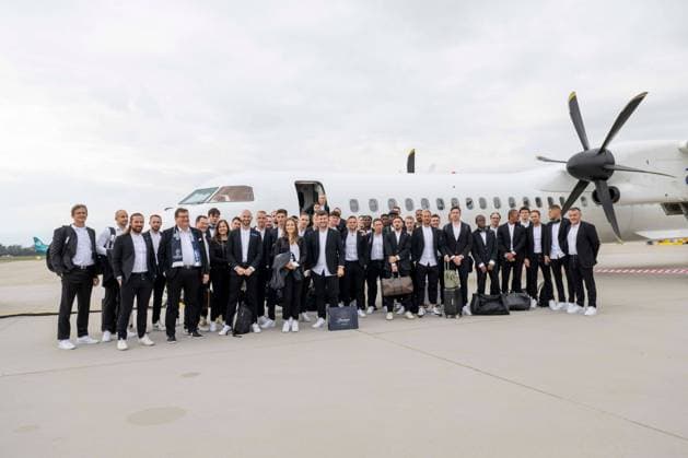 Bilder des Jahres 2024, Sport 09 September Sport Themen der Woche KW38 Sport Bilder des Tages SOCCER - UEFA CL, Brest vs Sturm GRAZ,AUSTRIA,18.SEP.24 - SOCCER - UEFA Champions League, Stade Brestois 29 vs SK Sturm Graz, preview, departure Sturm. Image shows the team of Sturm.  GEPAxpictures xAvnixRetkoceri