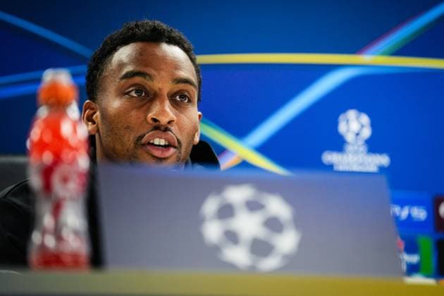 Champions League 2024-2025: press conference, PK, Pressekonferenz of Feyenoord Rotterdam - Quinten Timber of Feyenoord during the press conference of Feyenoord in preparation of the Champions League duel against Bayer 04 Leverkussen at Stadion Feijenoord De Kuip on 18 September 2024 in Rotterdam, The Netherlands. Copyright: xYannickxVerhoevenx