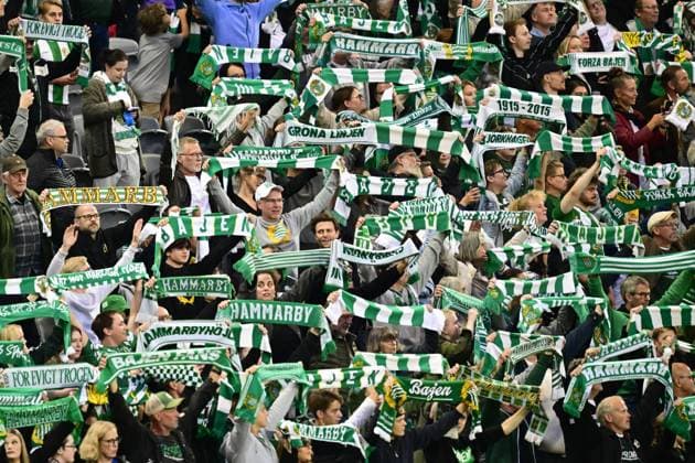 STOCKHOLM, SVERIGE 20240918 Hammarbys supportrar under onsdagens fotbollsmatch, kval till Chamions League, mellan Hammarby IF och Benfica pa Tele2 Arena. STOCKHOLM SVERIGE x10030x