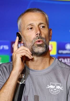 Atletico Madrid - RB Leipzig CL MD-1 Madrid, 18.09.2024, Estadio Wanda Metropolitano, Fussball , UEFA Champions League, 1. Spieltag, Atletico Madrid vs. RB Leipzig , Matchday-1, Pressekonferenz , Im Bild; Trainer Marco Rose, RB Leipzig , Only editorial use! Foto nur zur redaktionellen Nutzung bestimmt! , UEFA regulations prohibit any use of photographs as image sequences and or quasi-video ,