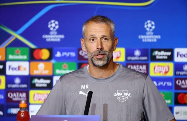Atletico Madrid - RB Leipzig CL MD-1 Madrid, 18.09.2024, Estadio Wanda Metropolitano, Fussball , UEFA Champions League, 1. Spieltag, Atletico Madrid vs. RB Leipzig , Matchday-1, Pressekonferenz , Im Bild; Trainer Marco Rose, RB Leipzig , Only editorial use! Foto nur zur redaktionellen Nutzung bestimmt! , UEFA regulations prohibit any use of photographs as image sequences and or quasi-video ,