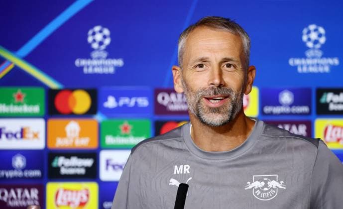 Atletico Madrid - RB Leipzig CL MD-1 Madrid, 18.09.2024, Estadio Wanda Metropolitano, Fussball , UEFA Champions League, 1. Spieltag, Atletico Madrid vs. RB Leipzig , Matchday-1, Pressekonferenz , Im Bild; Trainer Marco Rose, RB Leipzig , Only editorial use! Foto nur zur redaktionellen Nutzung bestimmt! , UEFA regulations prohibit any use of photographs as image sequences and or quasi-video ,
