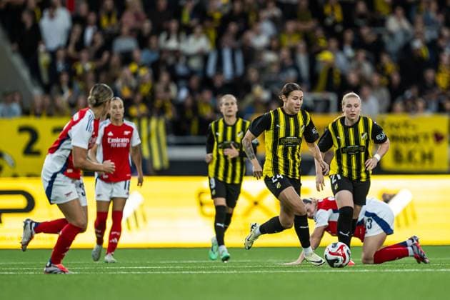 240918 Tabby Tindell of Häcken during the UEFA Women s Champions League qualifying match between Häcken and Arsenal on September 18, 2024 in Gothenburg. Photo: Mathias Bergeld BILDBYRAN kod MB MB0965 fotboll, football, soccer, fotball,champions league,häcken,arse Copyright: MATHIASxBERGELD BB240918MB017