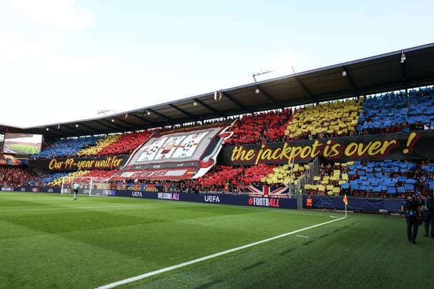 SOCCER - UEFA CL, Prag vs RBS PRAGUE,CZECH REPUBLIC,18.SEP.24 - SOCCER - UEFA Champions League, AC Sparta Prag vs Red Bull Salzburg. Image shows the choreography of Sparta supporters.  GEPAxpictures xDavidxGeieregger
