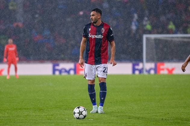 Bologna s Charalampos Lykogiannis portrait during Bologna FC vs FC Shakhtar Donetsk, UEFA Champions League football match in Bologna, Italy, September 18 2024  Copyright: xAlessioxMarini IPAxSportx xipa-ax xx IPA_49798327 IPA_Agency_IPA49798327
