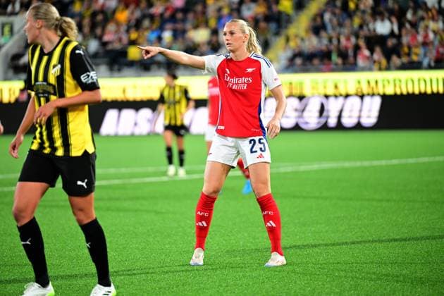 GÖTEBORG, SVERIGE 20240918 Arsenal Stina Blackstenius under onsdagens fotbollsmatch, kval till Champions League, mellan BK Häcken och Arsenal WFC pa Bravida Arena. GÖTEBORG SVERIGE x9200x