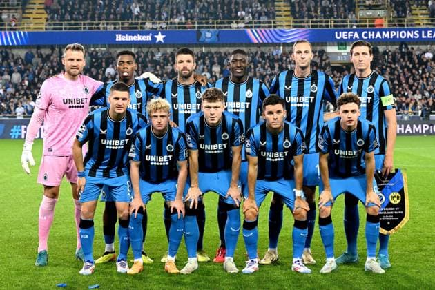 BRUGGE - Club Brugge players during the UEFA Champions League match between Club Brugge and Borussia Dortmund at the Jan Breydel Stadium on Sept. 18, 2024 in Bruges, Belgium . ANP Hollandse Hoogte UEFA Europa Champions League 2024 25 xVIxANPxSportx xGerritxvanxKeulenxIVx 508790276 originalFilename: 508790276.jpg