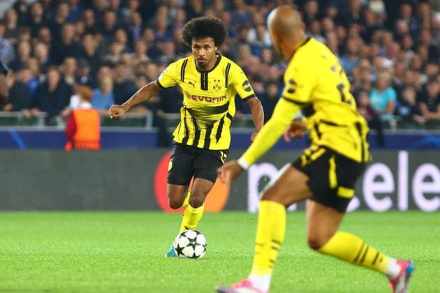 Torchance fuer Karim Adeyemi 27 (Borussia Dortmund) Club Brugge vs. Borussia Dortmund, UEFA Champions League, Fussball, 1. Spieltag, Saison 2024 2025, 18.09.2024 FOTO: kolbert-press Ant Palmer Jan Breydel Stadion Belgien
