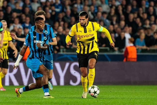 UEFA Champions League: Club Brugge - Borussia Dortmund; 18.09.2024 Zweikampf Raphael Onyedika (Club Brugge, 15), Emre Can (Borussia Dortmund, 23) UEFA Champions League: Club Brugge - Borussia Dortmund, Brugge, Jan Breydelstadion am 18.09.2024 Copyright: xBEAUTIFULxSPORTS Wunderlx