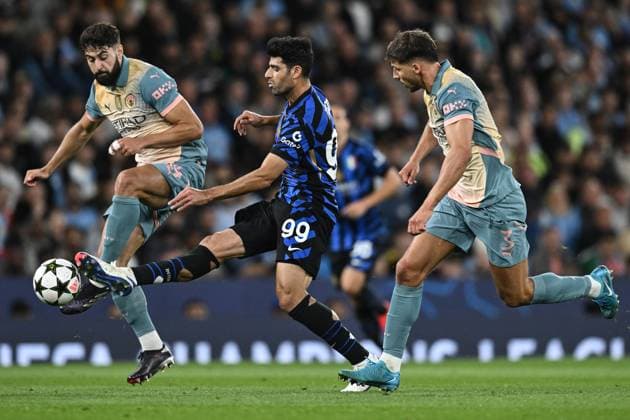 Db Manchester (Inghilterra) 18 09 2024 - Champions League Manchester City-Inter foto Daniele Buffa Image nella foto: Mehdi Taremi-Josko Gvardiol 