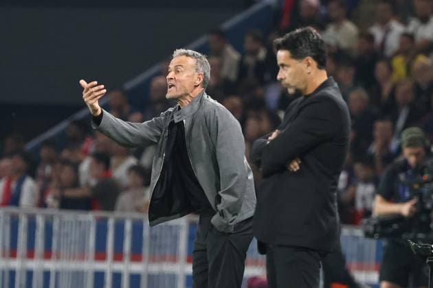 Ligue des Champions Brest - Sturm Graz PHOTOPQR LE PARISIEN LP Fred Dugit ; Paris ; 18 09 2024 ; Sports Parc des Princes à Paris (XVIe), le 18 09 2024 1er tour de Ligue des champions de football Psg-Gérone Luis Enrique LP Fred Dugit - the Champions League match between PSG and Girona FC, at the Parc des Princes, on September 18, 2024.