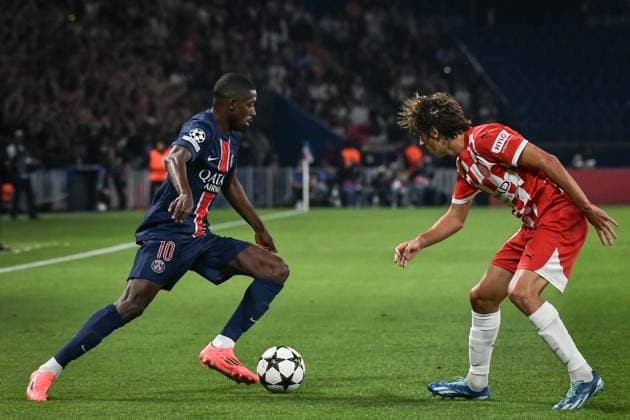 Champions League PSG vs Girona FC FA Paris Saint-Germain’s forward Ousmane Dembele fights for the ball during the UEFA Champions League football match between Paris Saint-Germain and Girona FC at the Parc des Princes stadium in Paris on September 18, 2024. Photo by Firas Abdullah ABACAPRESS.COM Paris Ile-de-France France  Copyright: xAbdullahxFiras ABACAx