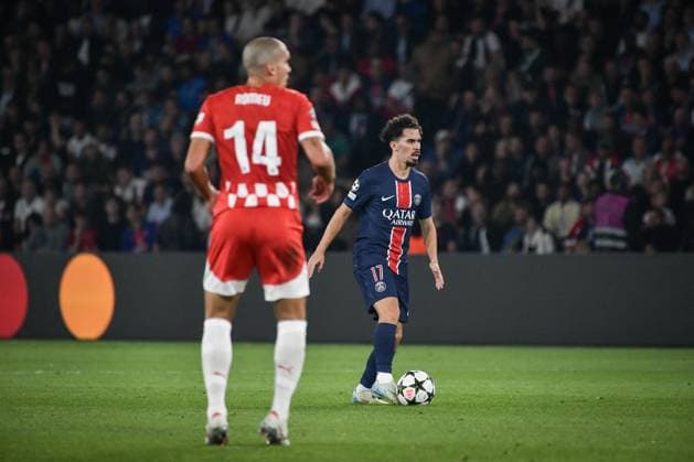 Champions League PSG vs Girona FC FA Paris Saint-Germain’s midfielder Vitinha controls the ball during the UEFA Champions League football match between Paris Saint-Germain and Girona FC at the Parc des Princes stadium in Paris on September 18, 2024. Photo by Firas Abdullah ABACAPRESS.COM Paris Ile-de-France France  Copyright: xAbdullahxFiras ABACAx