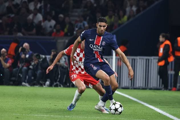 Psg - Gérone PHOTOPQR LE PARISIEN LP Fred Dugit ; Paris ; 18 09 2024 ; Sports Parc des Princes à Paris (XVIe), le 18 09 2024 1er tour de Ligue des champions de football Psg-Gérone Achraf Hakimi LP Fred Dugit - the Champions League match between PSG and Girona FC, at the Parc des Princes, on September 18, 2024.