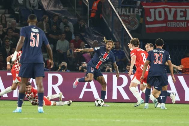 Psg - Gérone PHOTOPQR LE PARISIEN LP Fred Dugit ; Paris ; 18 09 2024 ; Sports Parc des Princes à Paris (XVIe), le 18 09 2024 1er tour de Ligue des champions de football Psg-Gérone Bradley Barcola LP Fred Dugit - the Champions League match between PSG and Girona FC, at the Parc des Princes, on September 18, 2024.