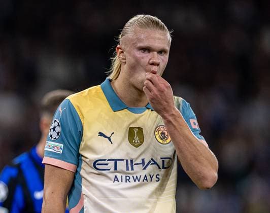 Football - UEFA Champions League - League Phase - Manchester City FC v Inter Milan MANCHESTER, ENGLAND - Wednesday, September 18, 2024: Manchester City s Erling Haaland during the UEFA Champions League match between Manchester City FC and Inter Milan at the City of Manchester Stadium. (Photo by David Rawcliffe Propaganda) MANCHESTER City of Manchester Stadium GREATER MANCHESTER ENGLAND  Copyright: xDavidxRawcliffex P2024-09-18-Man_City_Inter_Milan-20