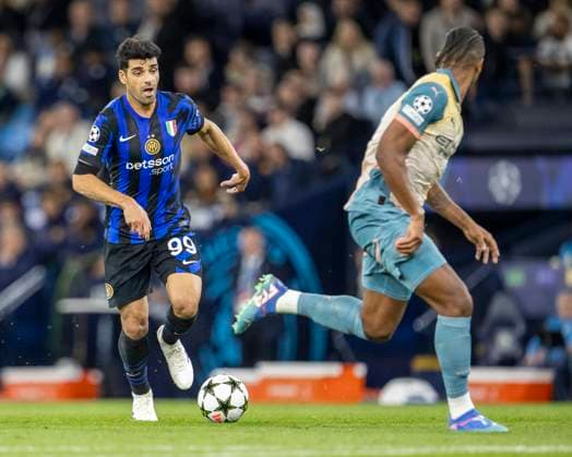 18th September 2024; Etihad Stadium, Manchester, England; UEFA Champions League Football, Manchester City versus Inter Milan; Mehdi Taremi of Inter Milan  ActionPlus12694315 TimxWilliams