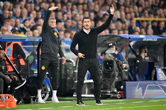 Bruegge, Jan Breydel Stadion, 18.09.24, GER, Herren, UEFA Champions League, Saison 2024-2025, Club Bruegge - Borussia Dortmund Bild: Trainer Nuri SAHIN (Dortmund) Only for editorial use! UEFA regulations prohibit any use of photographs as image sequences and or quasi-video. Flandern Belgien