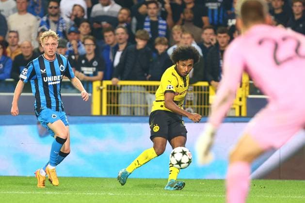 Flanke von Karim Adeyemi 27 (Borussia Dortmund) Club Brugge vs. Borussia Dortmund, UEFA Champions League, Fussball, 1. Spieltag, Saison 2024 2025, 18.09.2024 FOTO: kolbert-press Ant Palmer Jan Breydel Stadion Belgien