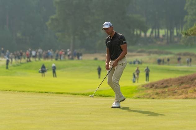 Niklas Norgaard of Denmark reacts on the 11th green during round 1 of the BMW PGA, Golf Herren Championship at the Wentworth Golf Club, Virginia Water, England on 19 September 2024. Copyright: xGrantxWinterx 41780172
