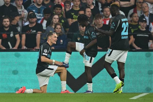 Rotterdam, De Kuip, 19.09.24, GER, Herren, UEFA Champions League, Saison 2024-2025, Feyenoord Rotterdam - Bayer 04 Leverkusen Bild: Florian WIRTZ (Leverkusen) jubelt nach seinem Tor zum 0:3 Only for editorial use! UEFA regulations prohibit any use of photographs as image sequences and or quasi-video. Suedholland Niederlande