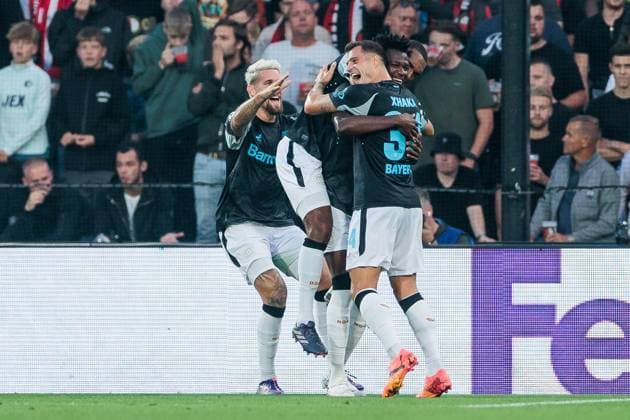 UEFA Champions League: Feyenoord Rotterdam - Bayer 04 Leverkusen; 19.09.2024 Jubel zum 0:4 durch Edmond Tapsoba (Bayer 04 Leverkusen, 12) UEFA Champions League: Feyenoord Rotterdam - Bayer 04 Leverkusen, Rotterdam, Stadion Feijenoord De Kuip am 19.09.2024 Copyright: xBEAUTIFULxSPORTS Wunderlx