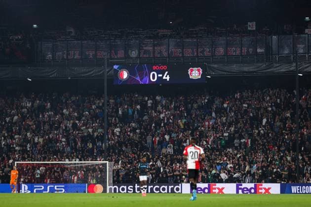 19.09.2024, Fussball, Saison 2024 2025, UEFA Champions League, 1. Spieltag, Feyenoord Rotterdam - Bayer 04 Leverkusen, Bayer Leverkusen gewinnt 0:4 gegen Feyenoord Rotterdam, Rotterdam De Kuip Stadion Feijenoord Niederlande xRHR-FOTO DEx Copyright: DennisxEwert RHR-FOTOx RHR-FOTO DE