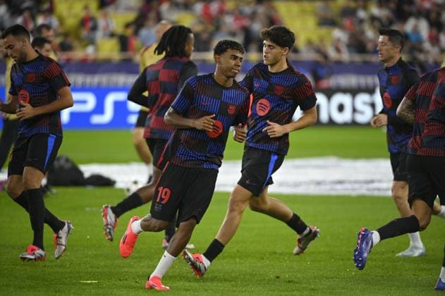 YAMAL Lamine (FC Barcelone). AS Monaco vs FC Barcelone UEFA Champions League in Stade Louis II, MONACO, on September 19, 2024. FOOTBALL: C1 - AS Monaco vs FC Barcelone - UEFA Champions League - 19 09 24 FredDides Panoramic 