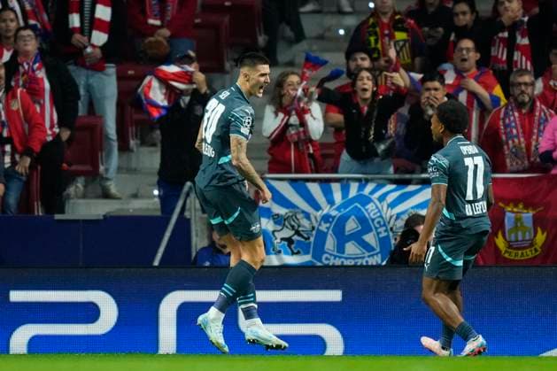 Atletico de Madrid v RB Leipzig - UEFA Champions League 2024 25 League Phase MD1 Benjamin Sesko centre-forward of RB Leipzig and Slovenia celebrates after scoring his sides first goal during the UEFA Champions League 2024 25 League Phase MD1 match between Atletico de Madrid and RB Leipzig at Estadio Civitas Metropolitano on September 19, 2024 in Madrid, Spain. Madrid Spain  Copyright: xJosexBretonx originalFilename:bretonhernandez-atletico240919_np170.jpg