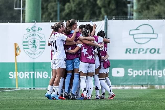 Alcochete, Portugal, September 19th, 2024: Real Madrid CF in action celebrating during the UEFA Women s Champions League game between Sporting CP v Real Madrid CF at Estadio Aurelio Pereira, Alcochete, Portugal (Joao Bravo SPP) Copyright: xJoaoxBravoxx xSPPx spp-en-JoBr-JBF-2810