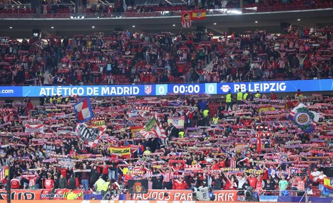 Atletico Madrid - RB Leipzig Champions League Madrid, 19.09.2024, Estadio Wanda Metropolitano, Fussball, UEFA Champions League, 1. Spieltag , Atletico Madrid vs. RB Leipzig , Im Bild: Fans von Atletico Madrid , Only editorial use! Foto nur zur redaktionellen Nutzung bestimmt! , UEFA regulations prohibit any use of photographs as image sequences and or quasi-video ,