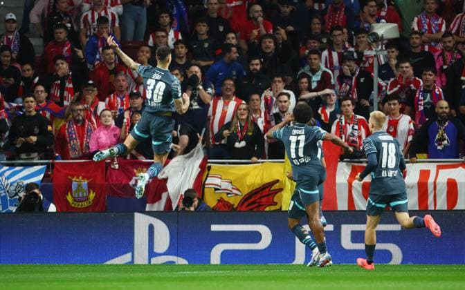 Atletico Madrid - RB Leipzig Champions League Madrid, 19.09.2024, Estadio Wanda Metropolitano, Fussball, UEFA Champions League, 1. Spieltag , Atletico Madrid vs. RB Leipzig , Tor für Leipzig zu 0:1. Im Bild: Torschütze Benjamin Sesko (30, RB Leipzig), Torjubel , Only editorial use! Foto nur zur redaktionellen Nutzung bestimmt! , UEFA regulations prohibit any use of photographs as image sequences and or quasi-video ,