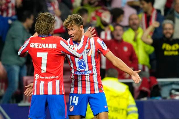 Atletico de Madrid v RB Leipzig - UEFA Champions League 2024 25 League Phase MD1 Antoine Griezmann second striker of Atletico de Madrid and France celebrates after scoring his sides first goal with Marcos Llorente during the UEFA Champions League 2024 25 League Phase MD1 match between Atletico de Madrid and RB Leipzig at Estadio Civitas Metropolitano on September 19, 2024 in Madrid, Spain. Madrid Spain  Copyright: xJosexBretonx originalFilename:bretonhernandez-atletico240919_npUG9.jpg