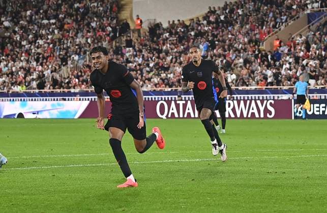 AS Monaco v FC Barcelona, Barca - UEFA Champions League 2024 25 League Phase MD1 Lamine Yamal of FC Barcelona celebrates his goal during the UEFA Champions League 2024 25 League Phase MD1 match between AS Monaco and FC Barcelona at Stade Louis II on September 19, 2024 in Monaco, Monaco. Monaco Stade Louis II Monaco Monaco Copyright: xNealxSimpson Sportsphoto APLx 14048234