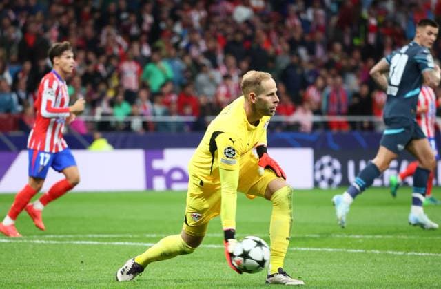 Atletico Madrid - RB Leipzig Champions League Madrid, 19.09.2024, Estadio Wanda Metropolitano, Fussball, UEFA Champions League, 1. Spieltag , Atletico Madrid vs. RB Leipzig , Im Bild: Torwart Peter Gulacsi (1, RB Leipzig) , Only editorial use! Foto nur zur redaktionellen Nutzung bestimmt! , UEFA regulations prohibit any use of photographs as image sequences and or quasi-video ,