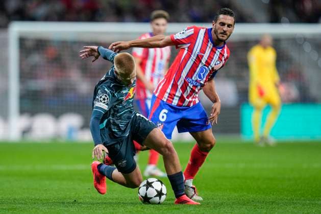 ESP: Atletico de Madrid and RB Leipzig. UEFA Champions League. Date 1 Koke Resurreccion of Atletico de Madrid and Arthur Vermeeren of RB Leipzig during the UEFA Champions League match between Atletico de Madrid and RB Leipzig played at Civitas Metropolitano Stadium on September 19, 2024 in Madrid, Spain. kpng Copyright: xJuanxPerezx xPRESSINPHOTOx PS_240919_ATL_LEI_015
