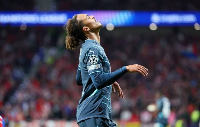 Madrid, 19.09.2024, Estadio Wanda Metropolitano, Fussball, UEFA Champions League, 1. Spieltag , Atletico Madrid vs. RB Leipzig , Im Bild: Yussuf Yurary Poulsen (9, RB Leipzig), Enttäuschung nach vergebener Chance , Only editorial use! Foto nur zur redaktionellen Nutzung bestimmt! , UEFA regulations prohibit any use of photographs as image sequences and or quasi-video ,