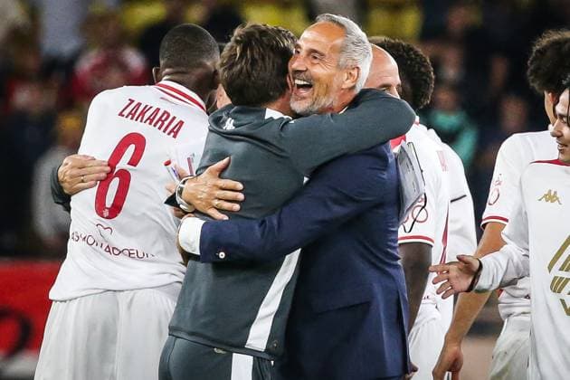 Sport Bilder des Tages September 19, 2024, Monaco, France, Monaco: Adi HUTTER of Monaco celebrate the victory with teammates during the UEFA Champions League, League Phase MD1 match between AS Monaco and FC Barcelona, Barca at Louis II Stadium on September 19, 2024 in Monaco, Monaco. Monaco Monaco - ZUMAm308 20240919_zsp_m308_017 Copyright: xMatthieuxMirvillex
