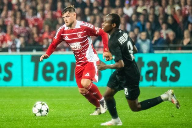 Hugo Magnetti (Stade Brestois) FOOTBALL : Stade Brestois vs SK Sturm Graz - Ligue des Champions - 1ére Journée - 19 09 2024 BaptisteAutissier Panoramic 