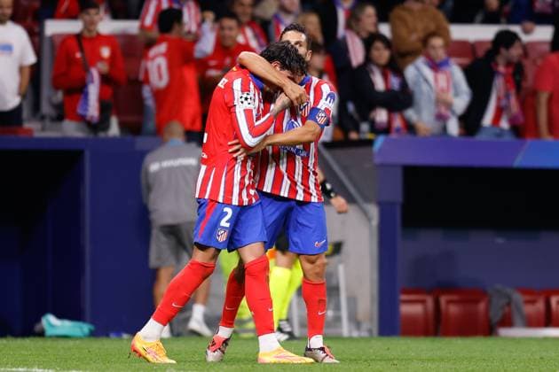 September 19, 2024, Madrid, Madrid, SPAIN: Jose Gimenez of Atletico de Madrid and Jorge Resurreccion Koke of Atletico de Madrid celebrates a goal during the UEFA Champions League 2024 25 League Phase MD1 match between Atletico de Madrid and RB Leipzig at Estadio Civitas Metropolitano on September 19, 2024 in Madrid, Spain. Madrid SPAIN - ZUMAa181 20240919_zaa_a181_217 Copyright: xDennisxAgyemanx