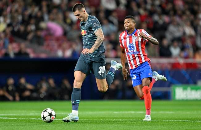 Atlético de Madrid Vs RB Leipzig in Madrid, Spain - 19 Sept 2024 RB Leipzig player, Benjamin äeöko seen in action during the 2024 25 UEFA Champions League Round of 16 match between Atlético de Madrid and RB Leipzig at the Civitas Metropolitano Stadium. Final score; Atlético de Madrid 2-1 RB Leipzig Madrid Spain Copyright: xDavidxCanalesx xSOPAxImagesx DAVID-1