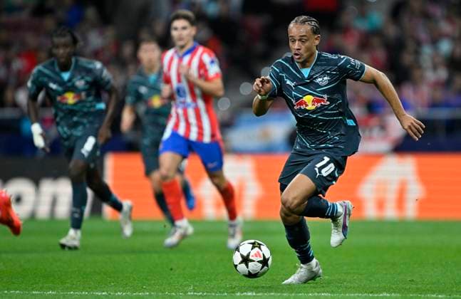 September 19, 2024, Madrid, Spain: Xavi Simons of RB Leipzig in action during the 2024 25 UEFA Champions League Round of 16 match between AtlÃ tico de Madrid and RB Leipzig at the Civitas Metropolitano Stadium. Final score; AtlÃ tico de Madrid 2-1 RB Leipzig Madrid Spain - ZUMAs197 20240919_aaa_s197_372 Copyright: xDavidxCanalesx